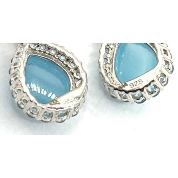 Sterling Silver Chalcedony & Peridot Tearrop Earrings - Picture 3 of 3